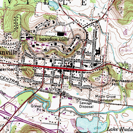 Topographic Map of Granville, OH