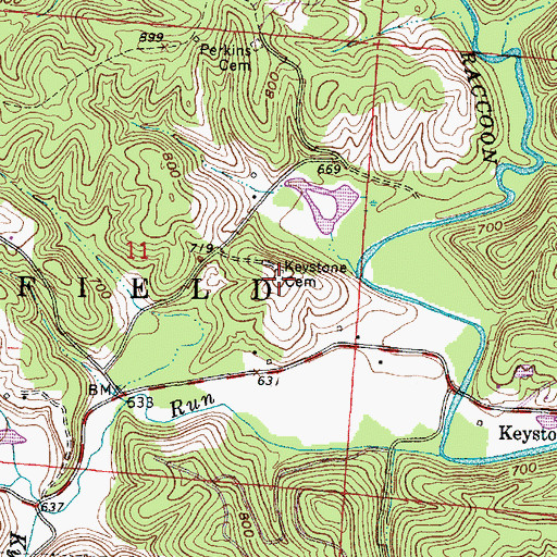 Topographic Map of Keystone Cemetery, OH