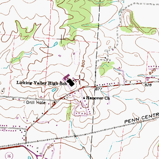 Topographic Map of Licking Valley High School, OH