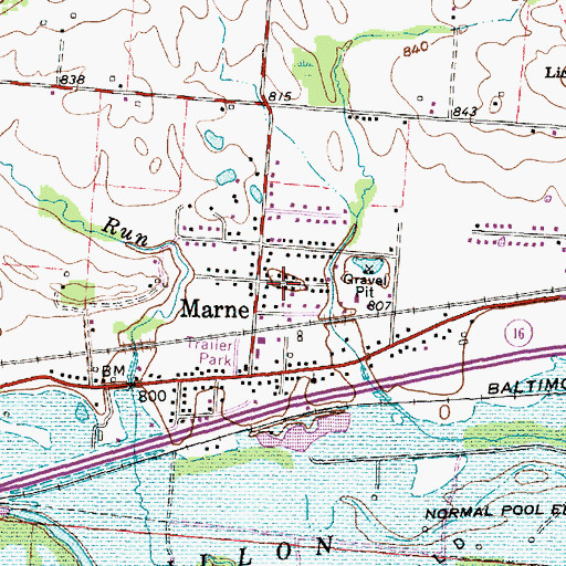 Topographic Map of Marne, OH