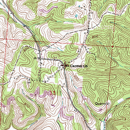 Topographic Map of Mount Carmel Church, OH