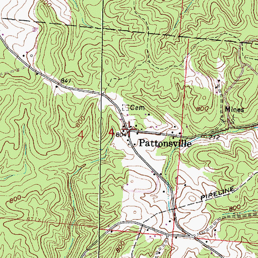 Topographic Map of Pattonsville, OH