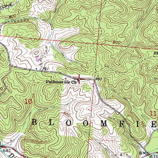 Topographic Map of Pattonsville Church, OH