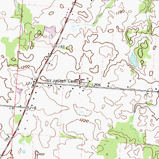 Topographic Map of Saint Joseph Cemetery, OH