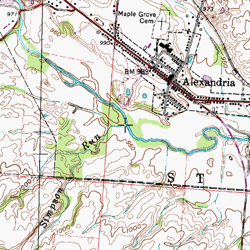 Topographic Map of Simpson Run, OH