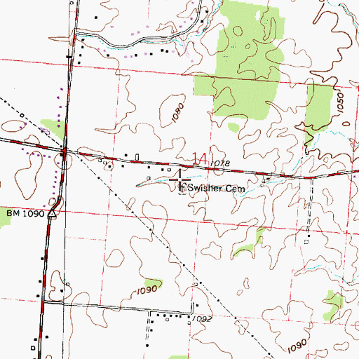 Topographic Map of Swisher Cemetery, OH