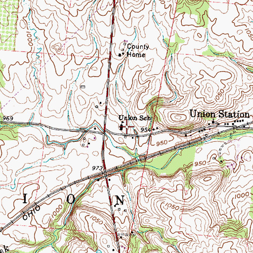 Topographic Map of Union School, OH