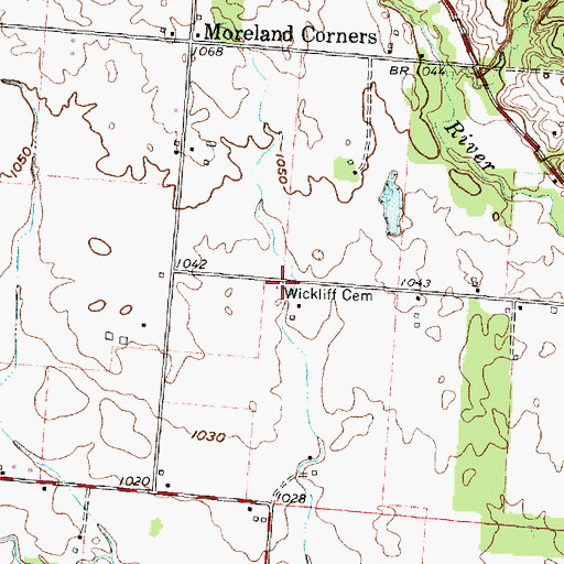 Topographic Map of Wickliff Cemetery, OH