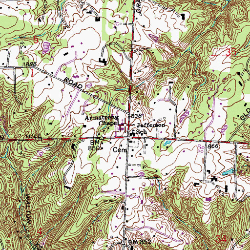 Topographic Map of Armstrong Chapel United Methodist Church, OH