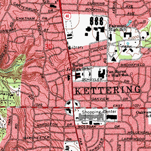 Topographic Map of Barns Junior High School, OH