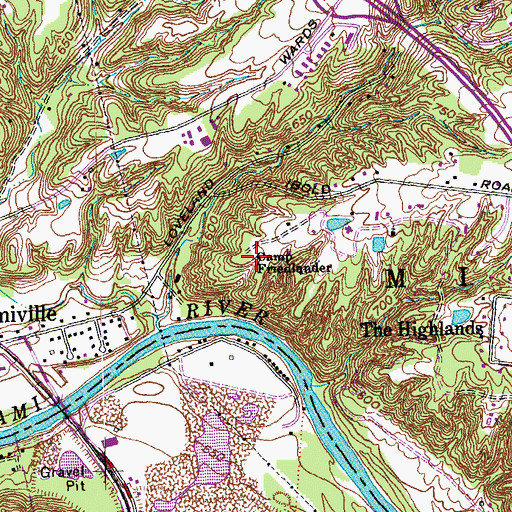 Topographic Map of Camp Friedlander, OH