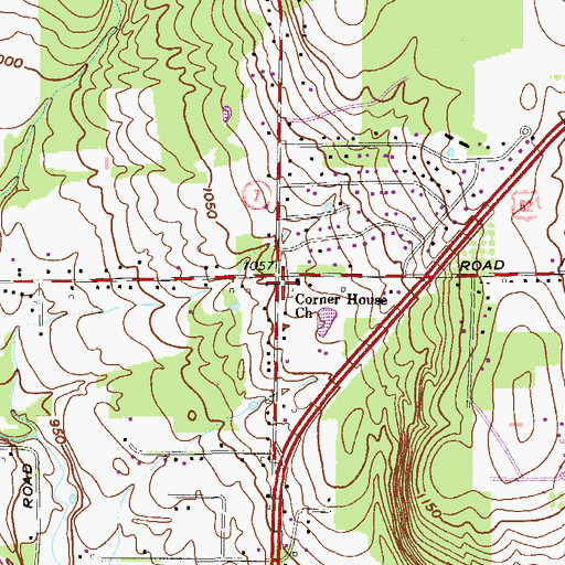 Topographic Map of Corner House Church, OH