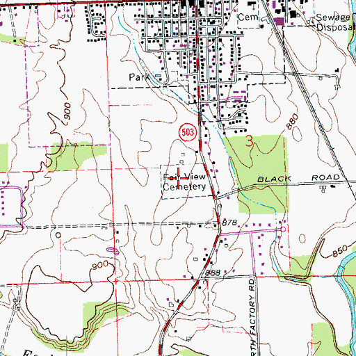 Topographic Map of Fair View Cemetery, OH