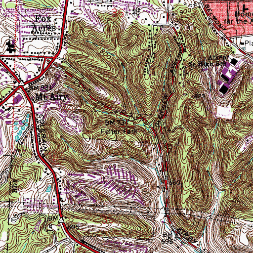 Topographic Map of Felter Park, OH