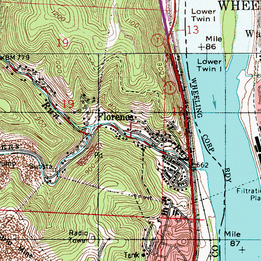 Topographic Map of Florence, OH