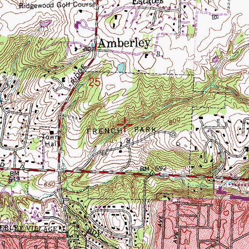 Topographic Map of French Park, OH