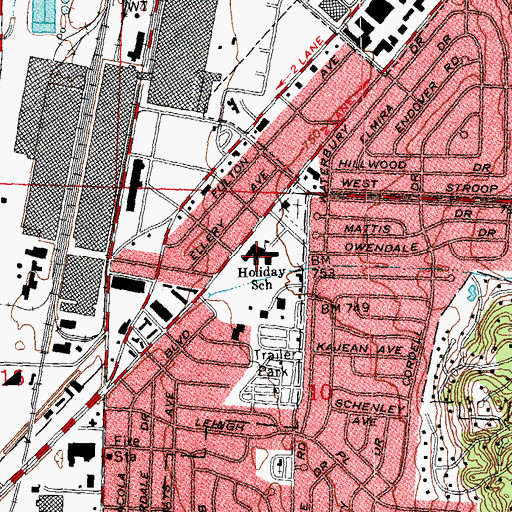 Topographic Map of Holiday School, OH