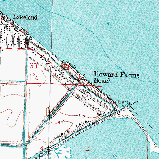 Topographic Map of Howard Farms Beach, OH