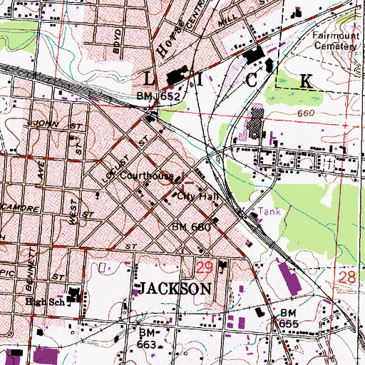 Topographic Map of Jackson, OH