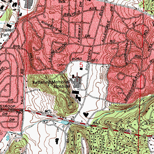 Topographic Map of Charles F Kettering Memorial Hospital, OH