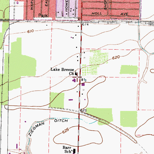 Topographic Map of Lake Breeze Church, OH