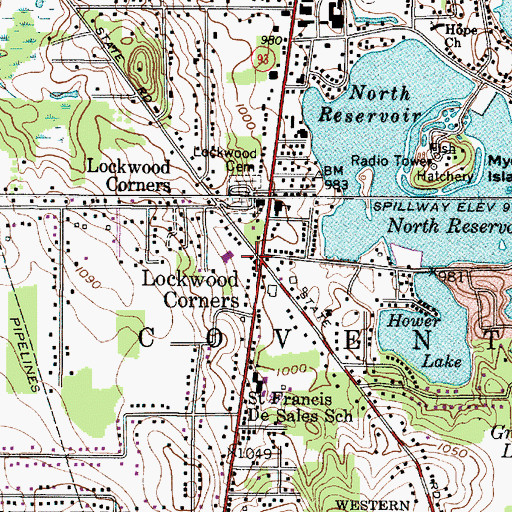 Topographic Map of Lockwood Corners, OH