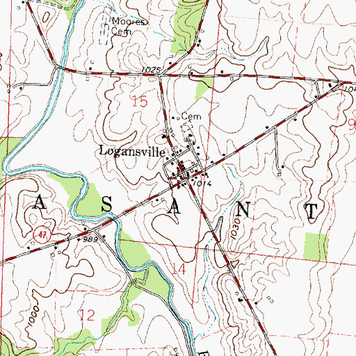 Topographic Map of Logansville, OH