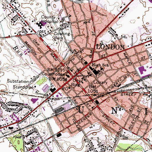 Topographic Map of London, OH