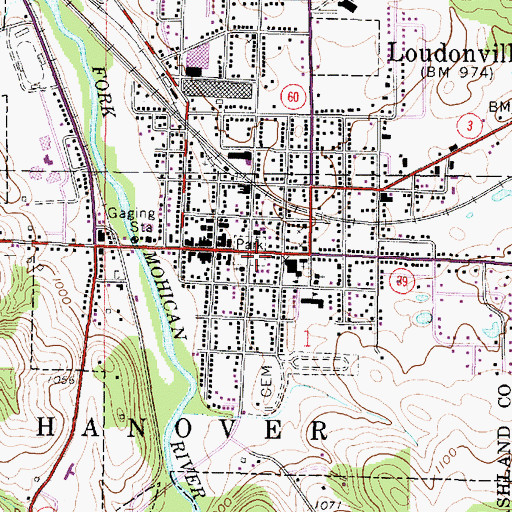 Topographic Map of Loudonville, OH