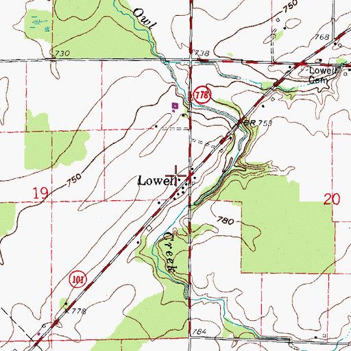 Topographic Map of Lowell, OH