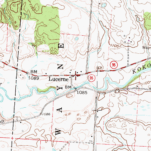 Topographic Map of Lucerne, OH