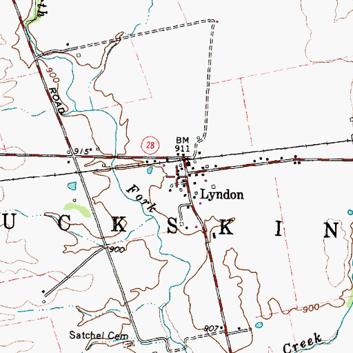 Topographic Map of Lyndon, OH