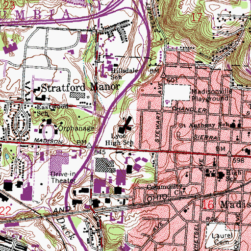 Topographic Map of Anderson Place Elementary School, OH