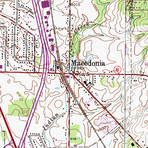 Topographic Map of Macedonia, OH