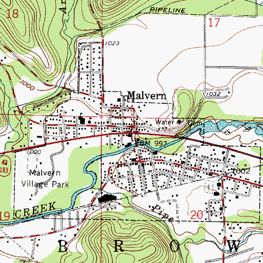 Topographic Map of Malvern, OH