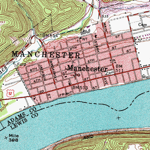 Topographic Map of Manchester, OH