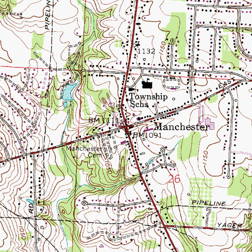 Topographic Map of Manchester, OH