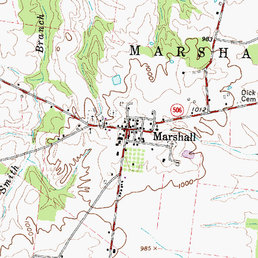 Topographic Map of Marshall, OH