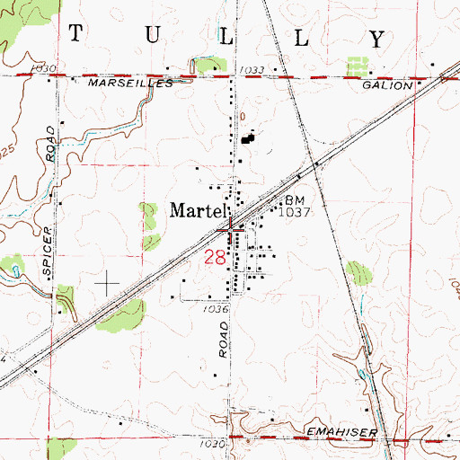 Topographic Map of Martel, OH
