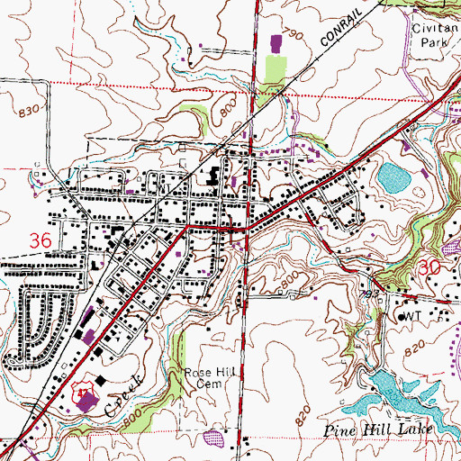 Topographic Map of Mason, OH