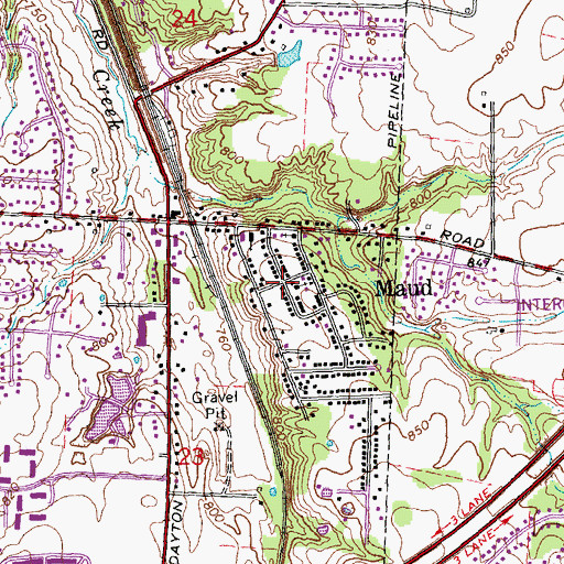 Topographic Map of Maud, OH