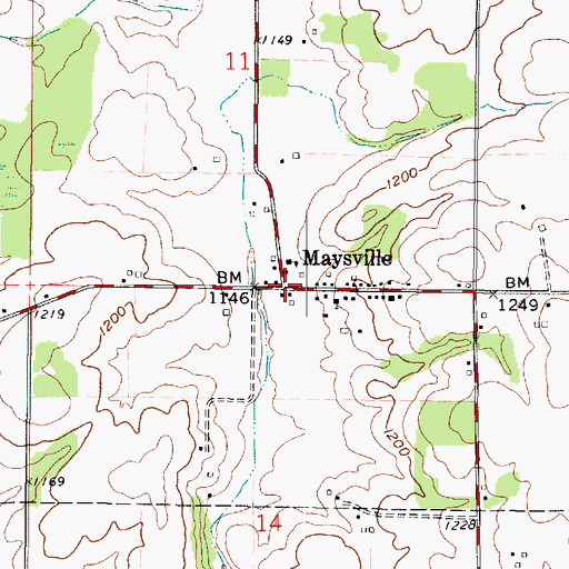Topographic Map of Maysville, OH