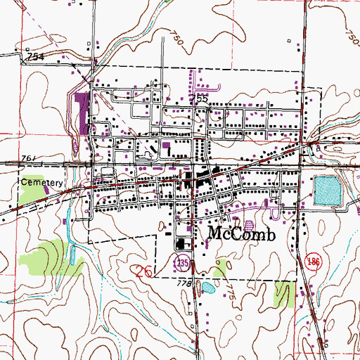 Topographic Map of McComb, OH