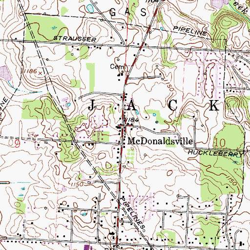 Topographic Map of McDonaldsville, OH