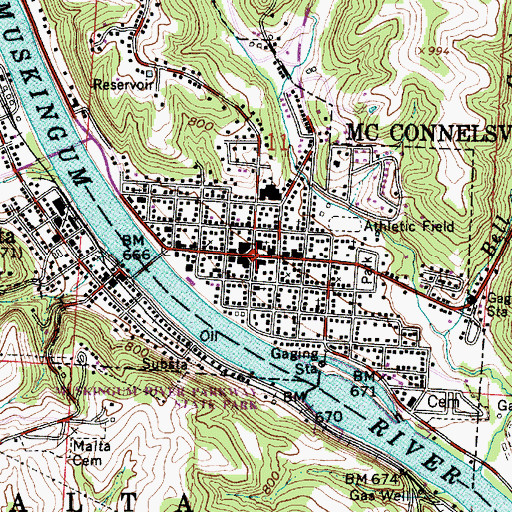Topographic Map of McConnelsville, OH