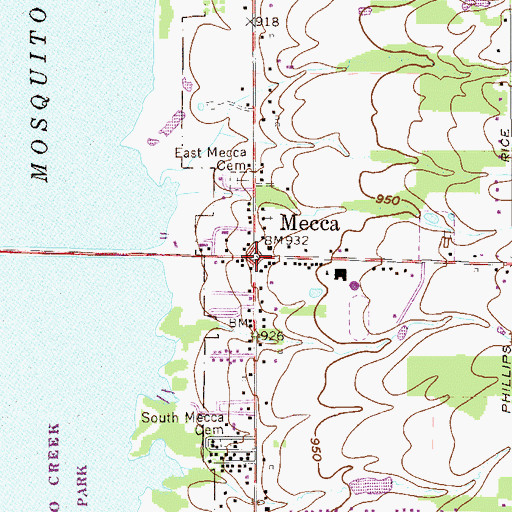 Topographic Map of Mecca, OH