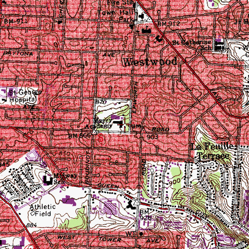 Topographic Map of Mercy Academy, OH