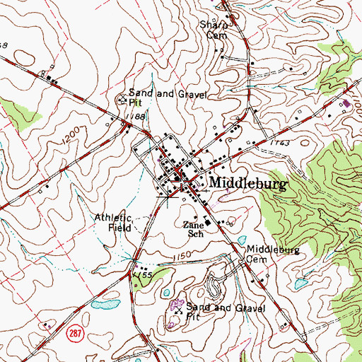 Topographic Map of Middleburg, OH