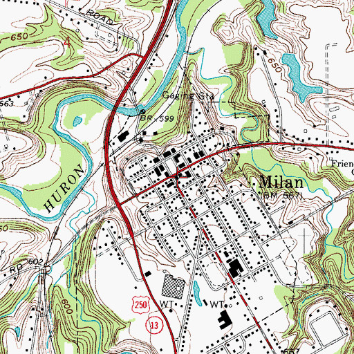 Topographic Map of Milan, OH