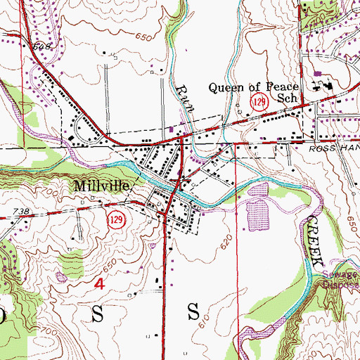 Topographic Map of Millville, OH